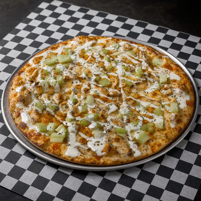Buffalo Chicken Pizza - Half Moon.
