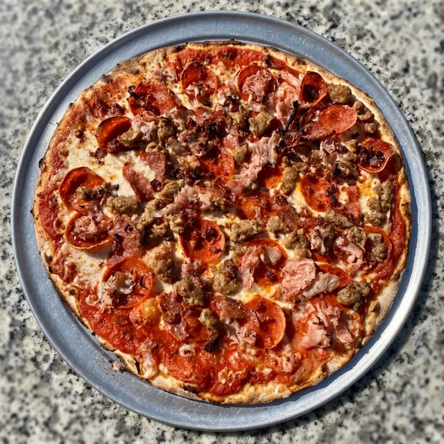Mighty Meaty Pizza - Half Moon.