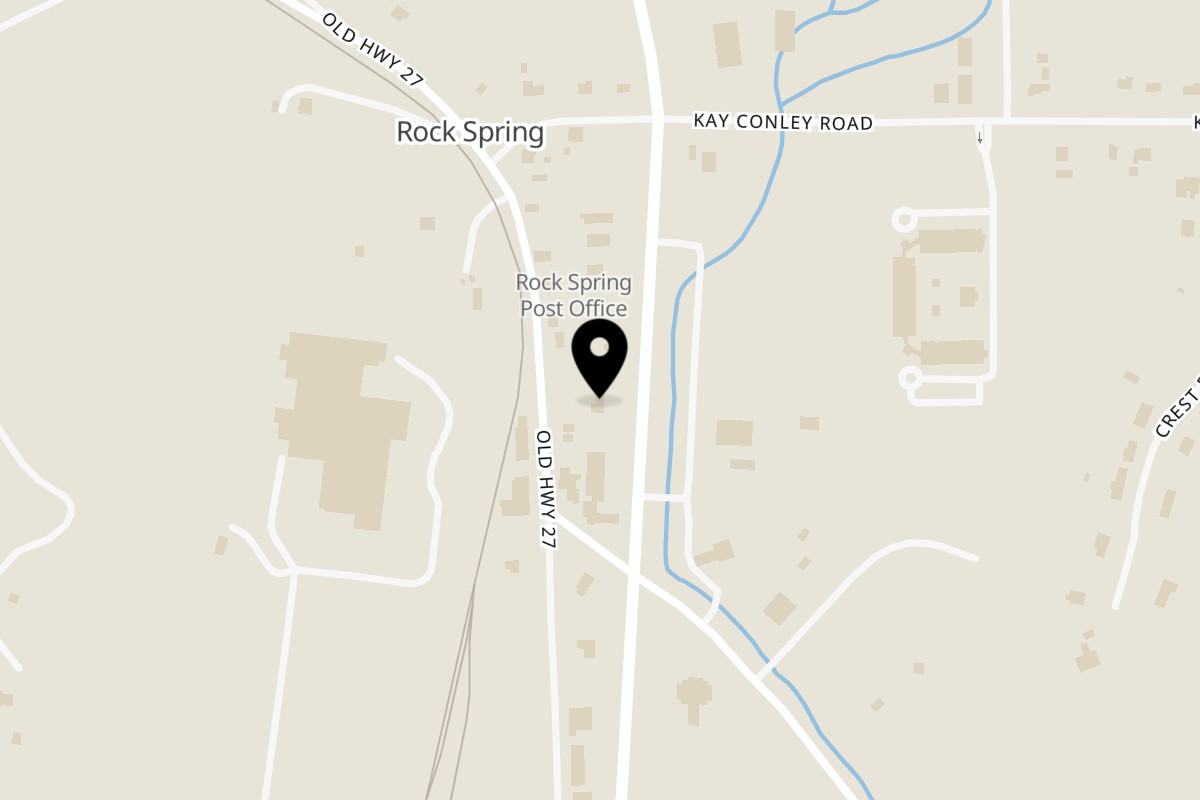 Map showing the location of Baby Hughy's Restaurant Rock Spring on 8047 US-27 in Rock Spring